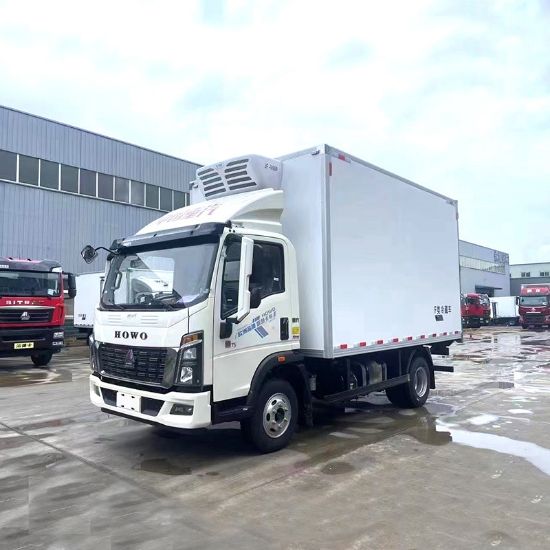 Picture of HOWO Sinotruk 4.2m blue van freight refrigerated truck with strong sealing and refrigeration performance