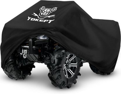 Picture of ATV Cover, Heavy Duty Black Waterproof Oxford Fabric Protective 4 Wheeler Quad Cover for 86" Kawasaki Honda Polaris Yamaha (86''L x 38''W x 42''H)
