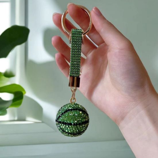 Picture of Creative cute diamond basketball car keychain women's bag pendant metal key chain ring cartoon gift