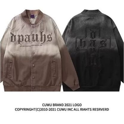 Picture of American retro washed old gradient denim high street men's fashion jacket spring new couple versatile jacket men