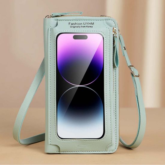 Picture of New touch screen mobile phone bag women's crossbody anti-theft multifunctional shoulder bag versatile transparent mini wallet mobile phone bag