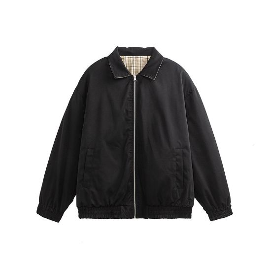 Picture of QUELLASTRADA SPRING REVERSIBLE CHECKED LAPEL JACKET AMERICAN RETRO VERSATILE CARGO JACKET FOR MEN AND WOMEN