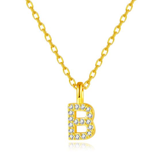 Picture of Full diamond 26 letter pendant necklace S925 sterling silver your name fresh niche versatile