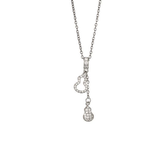 Picture of Japanese and Korean style light luxury diamond silver tassel gourd necklace for women niche temperament titanium steel clavicle chain high-end jewelry