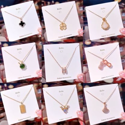 Picture of Korean style light luxury full diamond titanium steel necklace for women fashion versatile internet celebrity collarbone chain flower pendant high-end jewelry