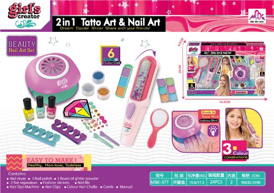 Picture of Hair Dye Stick + Nail Art Set (2 AA Batteries Not Included) Pretend Play Toy