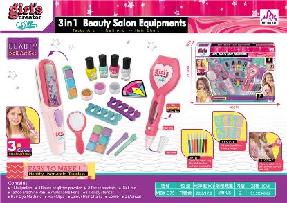 Picture of Hair Dye Tattoo Nail Art Set Pretend Play Toy (2 AAA Batteries Not Included)